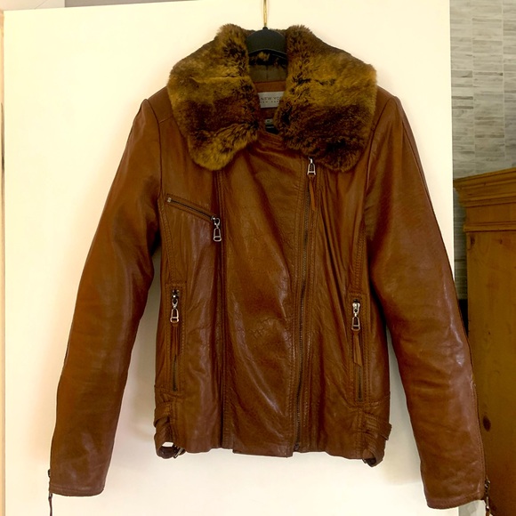 Marc New York rabbit fur collar bomber jacket, size medium - Picture 1 of 10